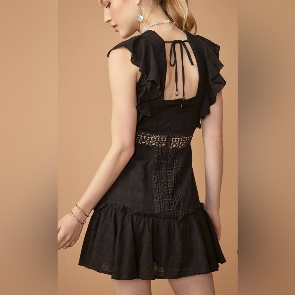Francesca's Allegra Pink Crochet Flutter Sleeve Mini Dress NWT, Size XL
